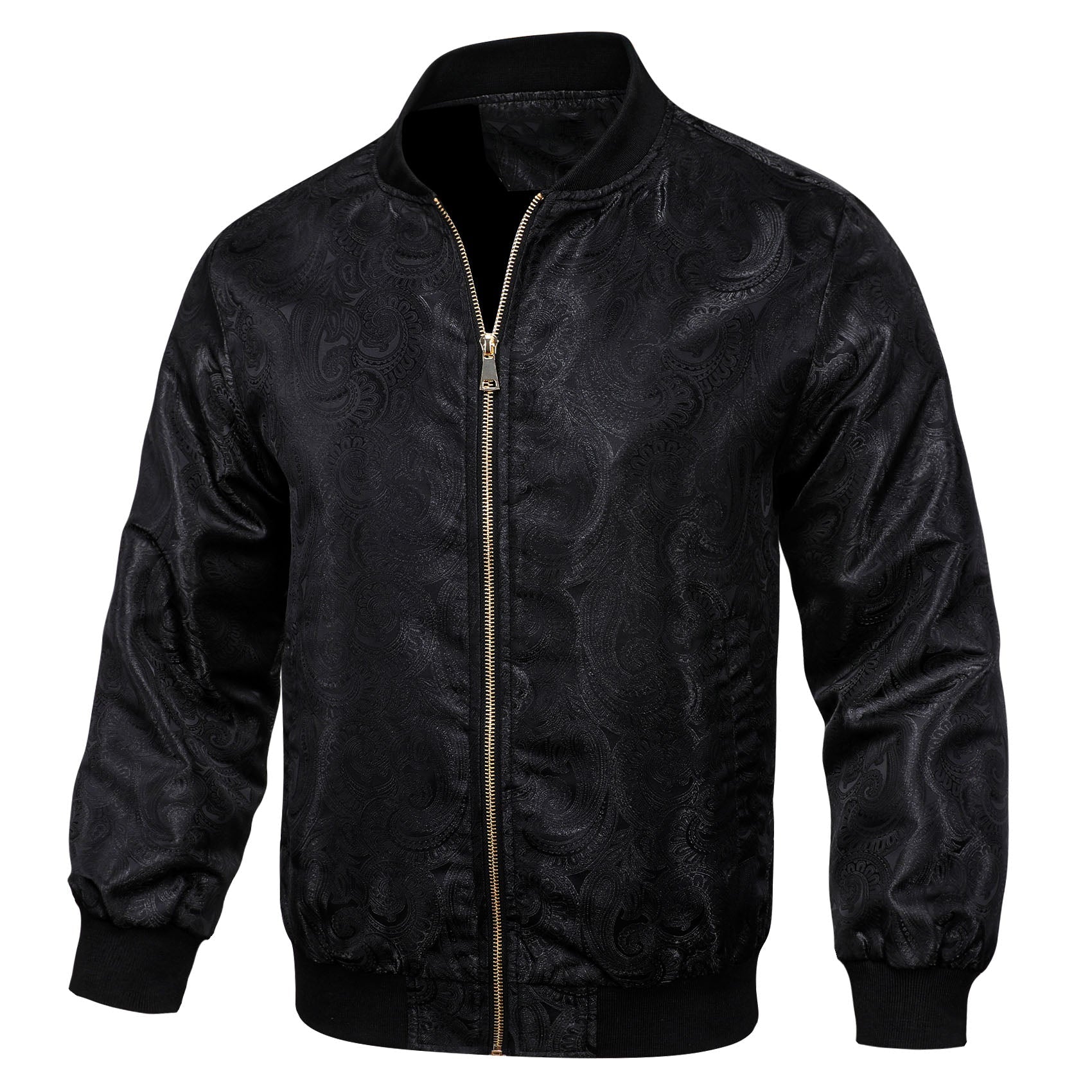 Black Paisley Bomber Jacket jacket    - Sophisticated Gentlemen