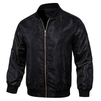 Black Paisley Bomber Jacket jacket    - Sophisticated Gentlemen
