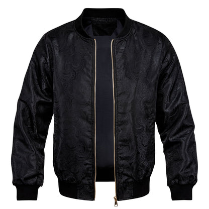 Black Paisley Bomber Jacket jacket    - Sophisticated Gentlemen