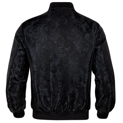 Black Paisley Bomber Jacket jacket    - Sophisticated Gentlemen