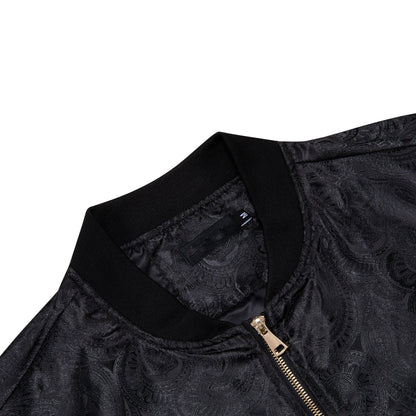 Black Paisley Bomber Jacket jacket    - Sophisticated Gentlemen