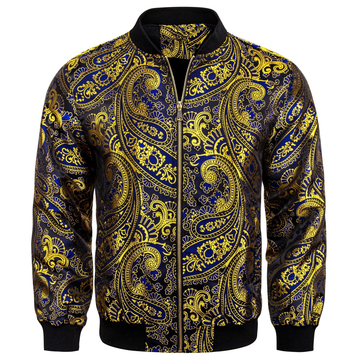 Yellow and Blue Paisley Bomber Jacket jacket S   - Sophisticated Gentlemen