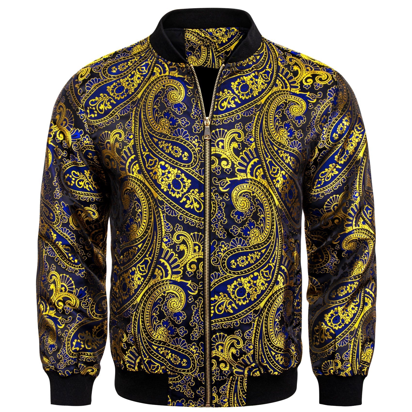 Yellow and Blue Paisley Bomber Jacket jacket S   - Sophisticated Gentlemen