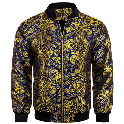Yellow and Blue Paisley Bomber Jacket jacket S   - Sophisticated Gentlemen