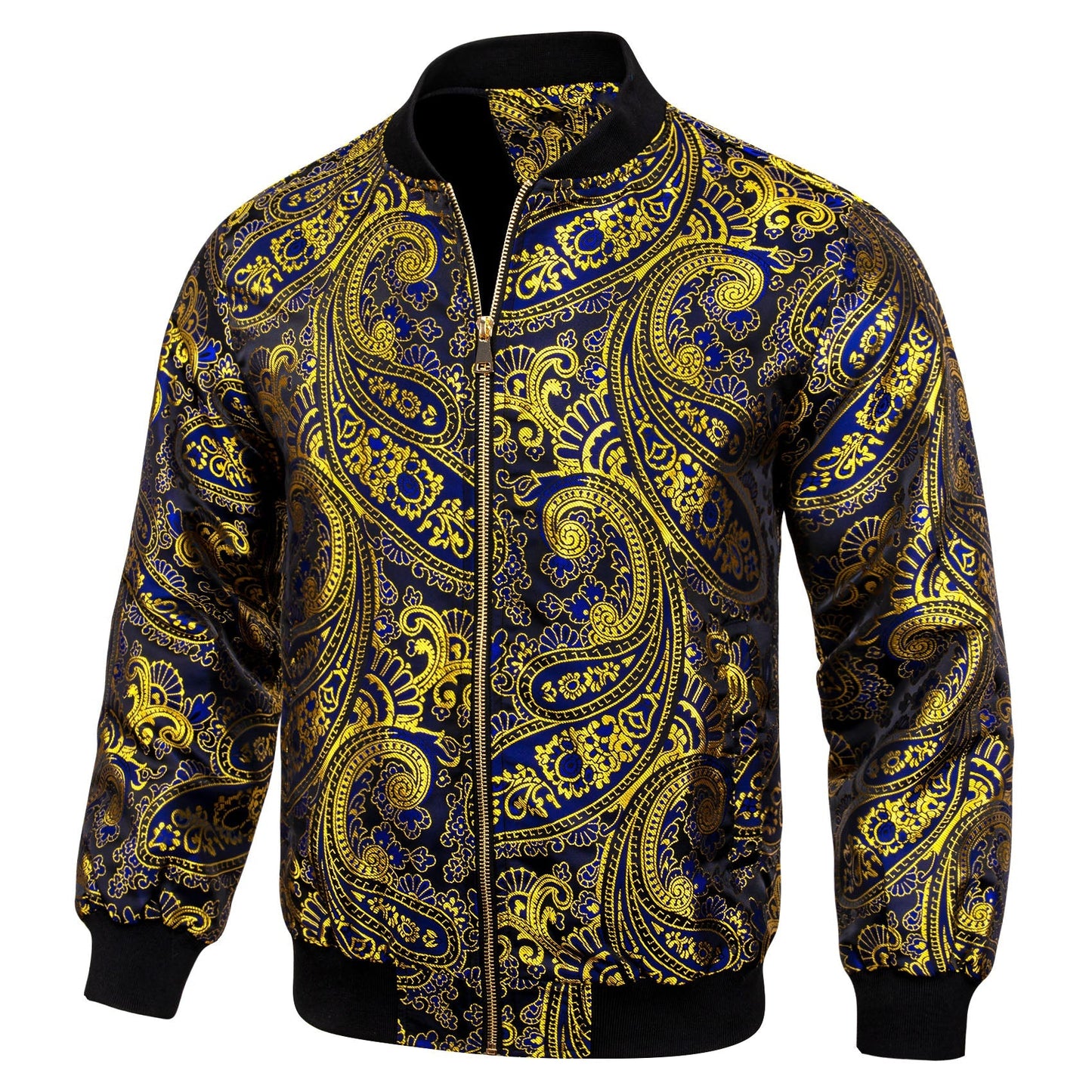 Yellow and Blue Paisley Bomber Jacket jacket    - Sophisticated Gentlemen