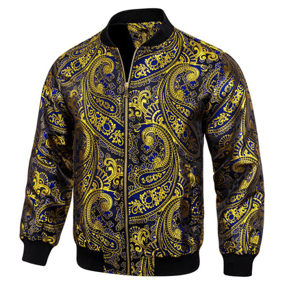 Yellow and Blue Paisley Bomber Jacket jacket    - Sophisticated Gentlemen