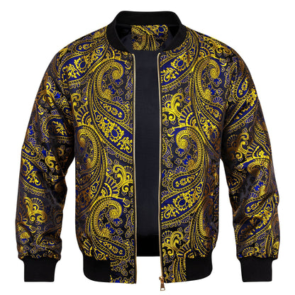 Yellow and Blue Paisley Bomber Jacket jacket    - Sophisticated Gentlemen