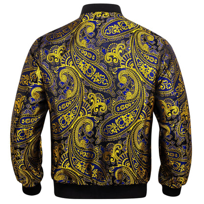 Yellow and Blue Paisley Bomber Jacket jacket    - Sophisticated Gentlemen
