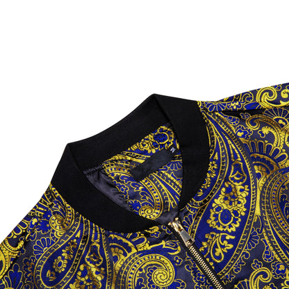 Yellow and Blue Paisley Bomber Jacket jacket    - Sophisticated Gentlemen