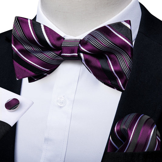 Purple and Black Pre-Tied Bow Tie bow ties    - Sophisticated Gentlemen