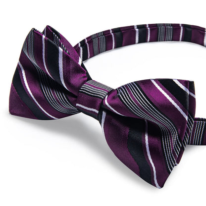 Purple and Black Pre-Tied Bow Tie bow ties    - Sophisticated Gentlemen