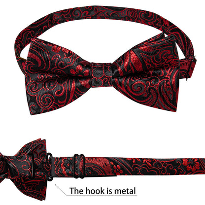 Black Red Paisley Jacquard Silk Vest Set vest set    - Sophisticated Gentlemen
