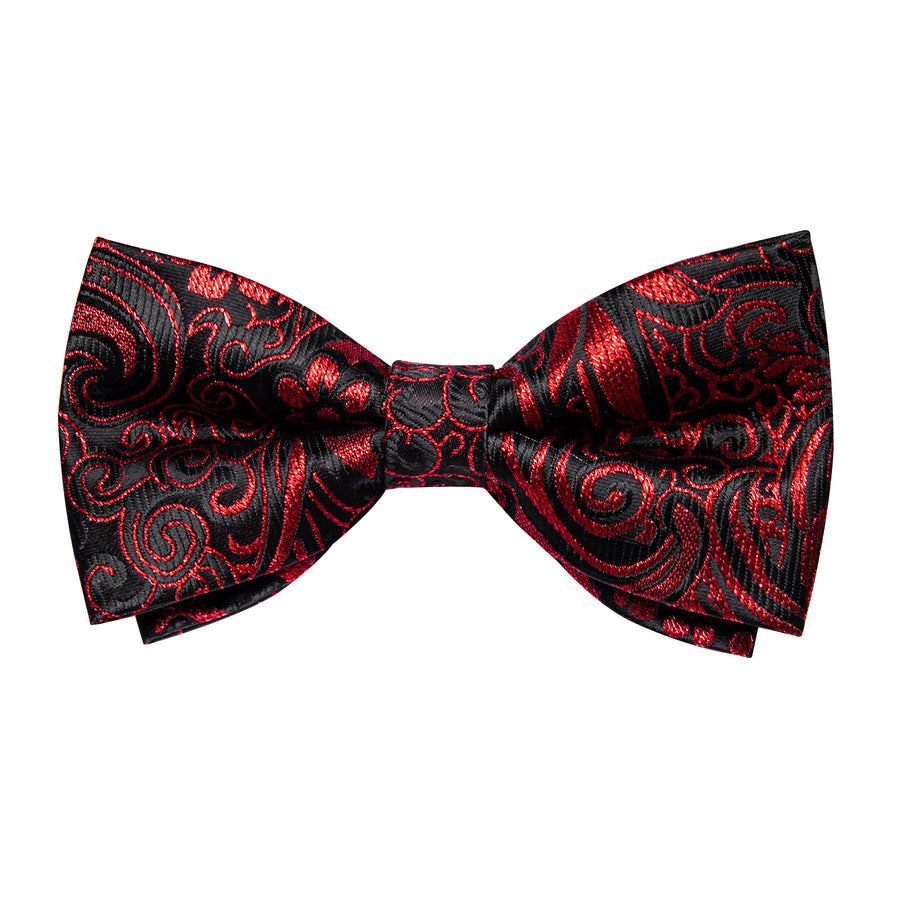 Black Red Paisley Jacquard Silk Vest Set vest set    - Sophisticated Gentlemen