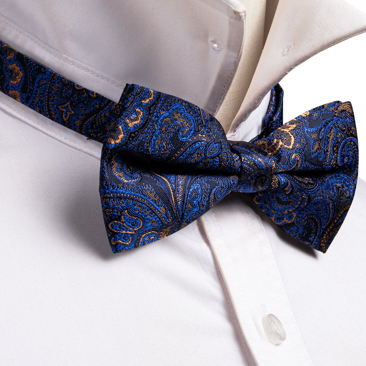 Blue Brown Paisley Bow Tie Set bow ties    - Sophisticated Gentlemen