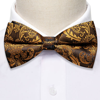 Black Gold Paisley Bow Tie Set bow ties    - Sophisticated Gentlemen