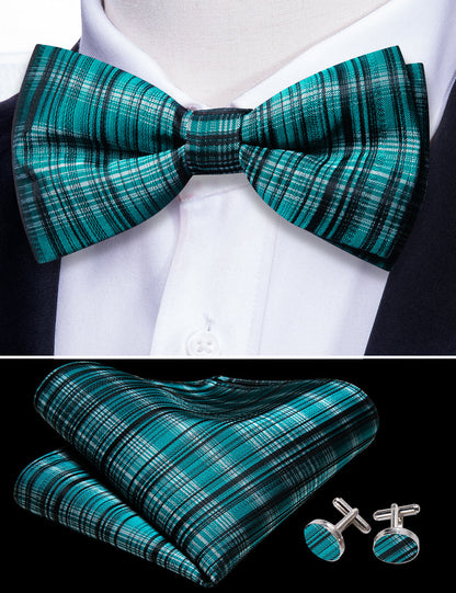 Blue White Striped Bow Tie Set bow ties    - Sophisticated Gentlemen