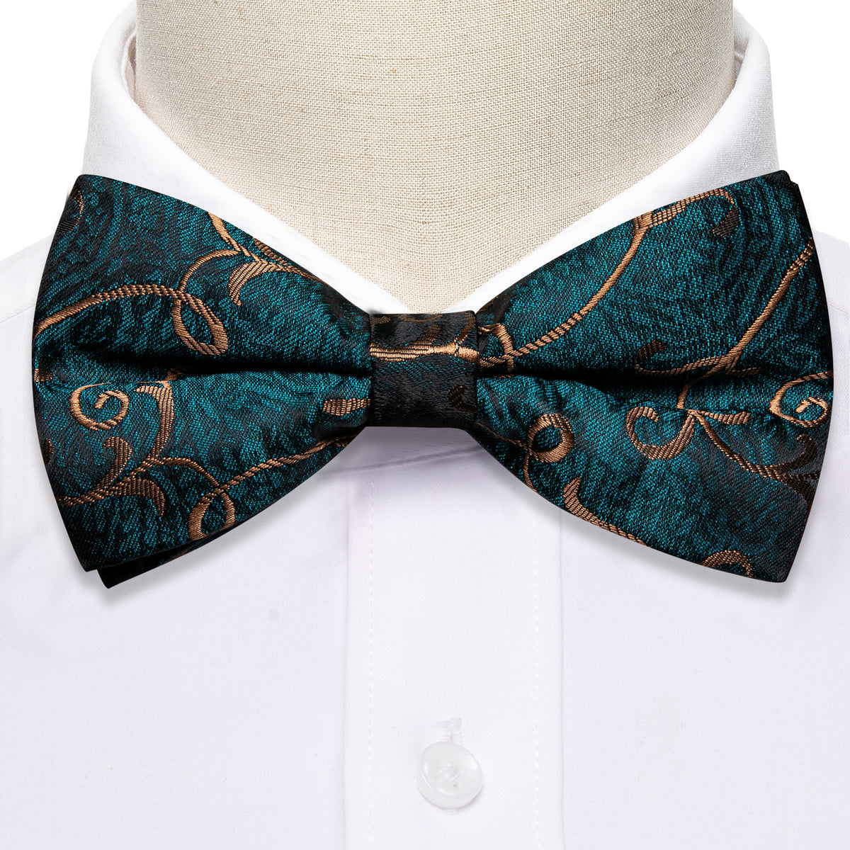 Blue Cyan Brown Jacquard Floral Bow Tie Set bow ties    - Sophisticated Gentlemen