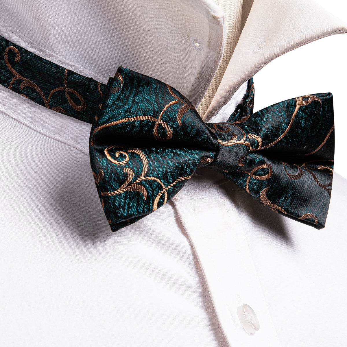 Blue Cyan Brown Jacquard Floral Bow Tie Set bow ties    - Sophisticated Gentlemen