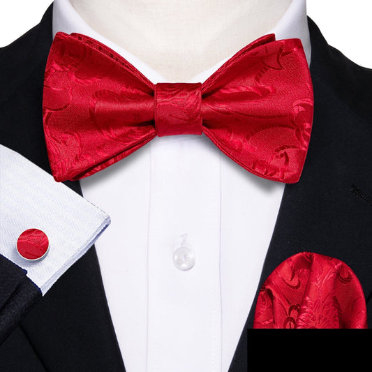 Floral Red Bow Tie Set bow tie    - Sophisticated Gentlemen