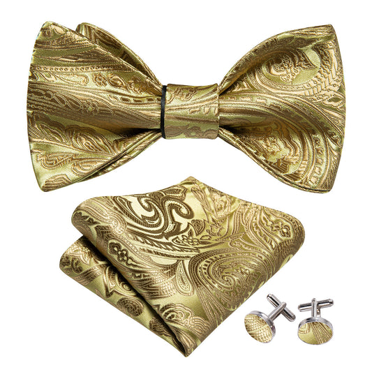 Gold Paisley Bow Tie Set bow ties    - Sophisticated Gentlemen