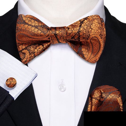 Brown Paisley Bow Tie Set bow ties    - Sophisticated Gentlemen