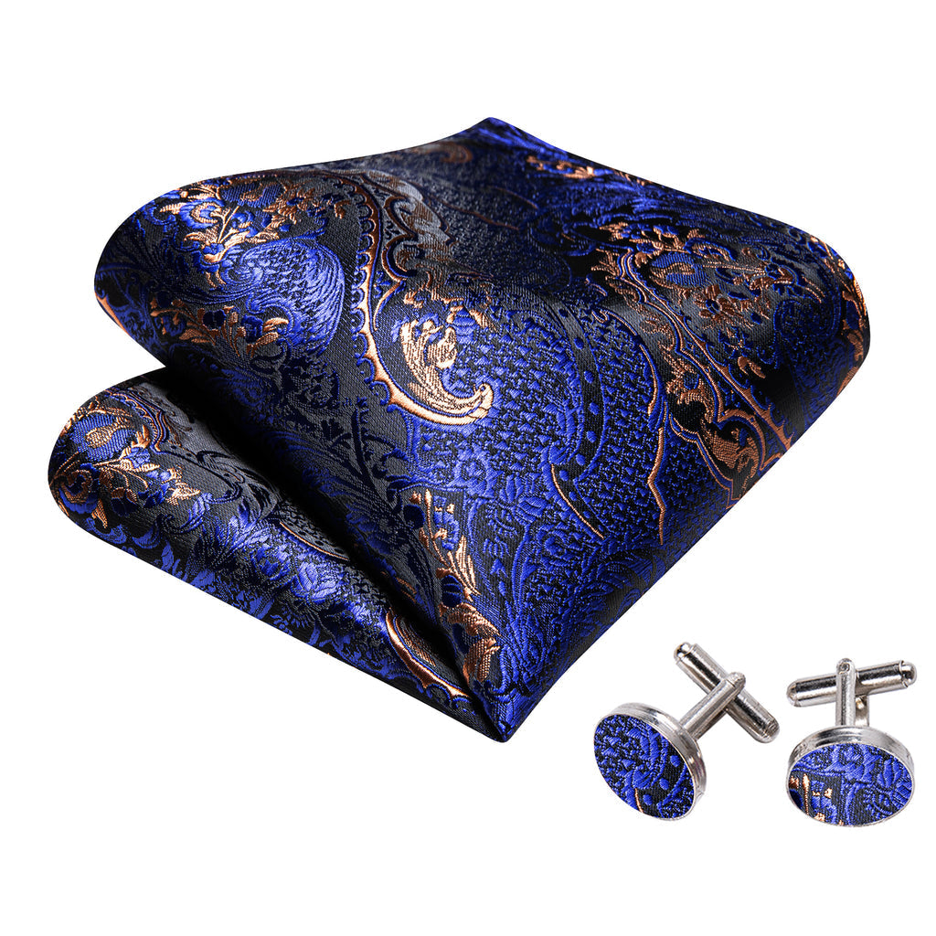 Blue Brown Paisley Silk Bow Tie Set bow ties    - Sophisticated Gentlemen