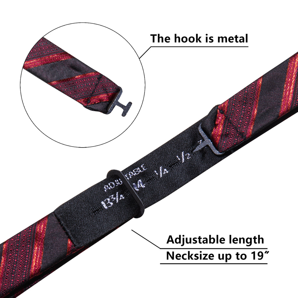 Red Black Striped Silk Bow Tie Set bow ties    - Sophisticated Gentlemen