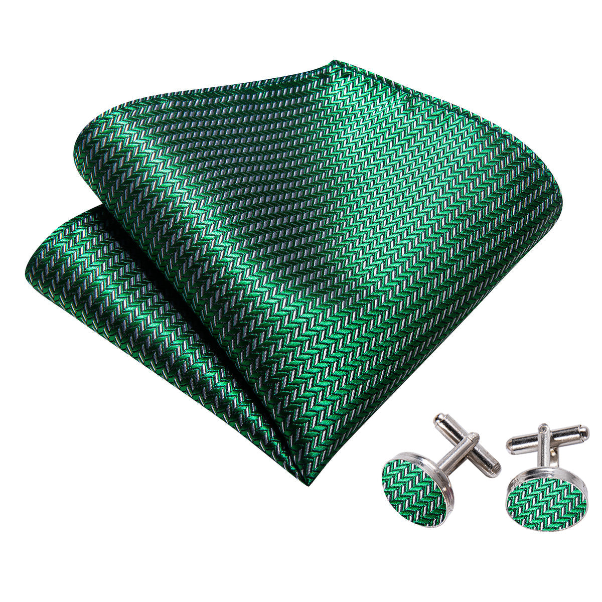 Green White Striped Silk Bow Tie Set bow ties    - Sophisticated Gentlemen