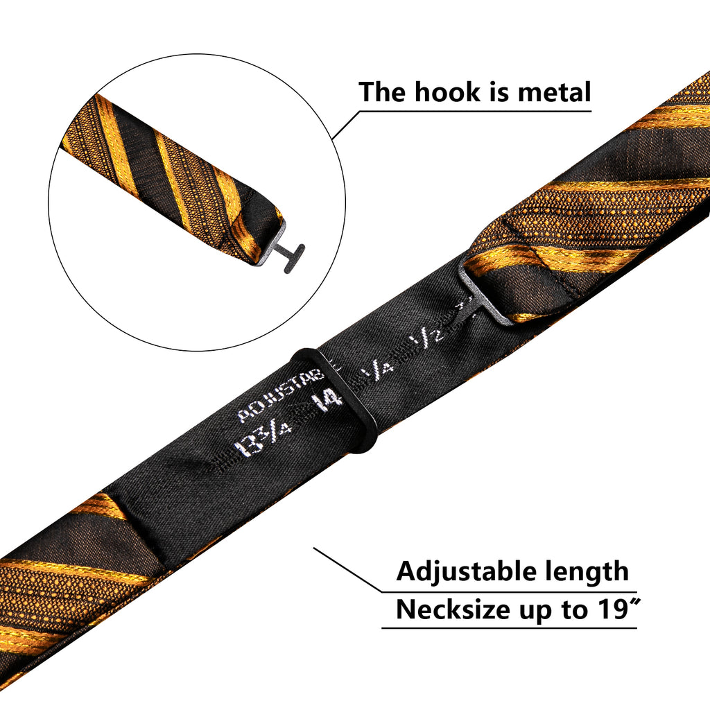 Black Gold Striped Bow Tie Set bow ties    - Sophisticated Gentlemen
