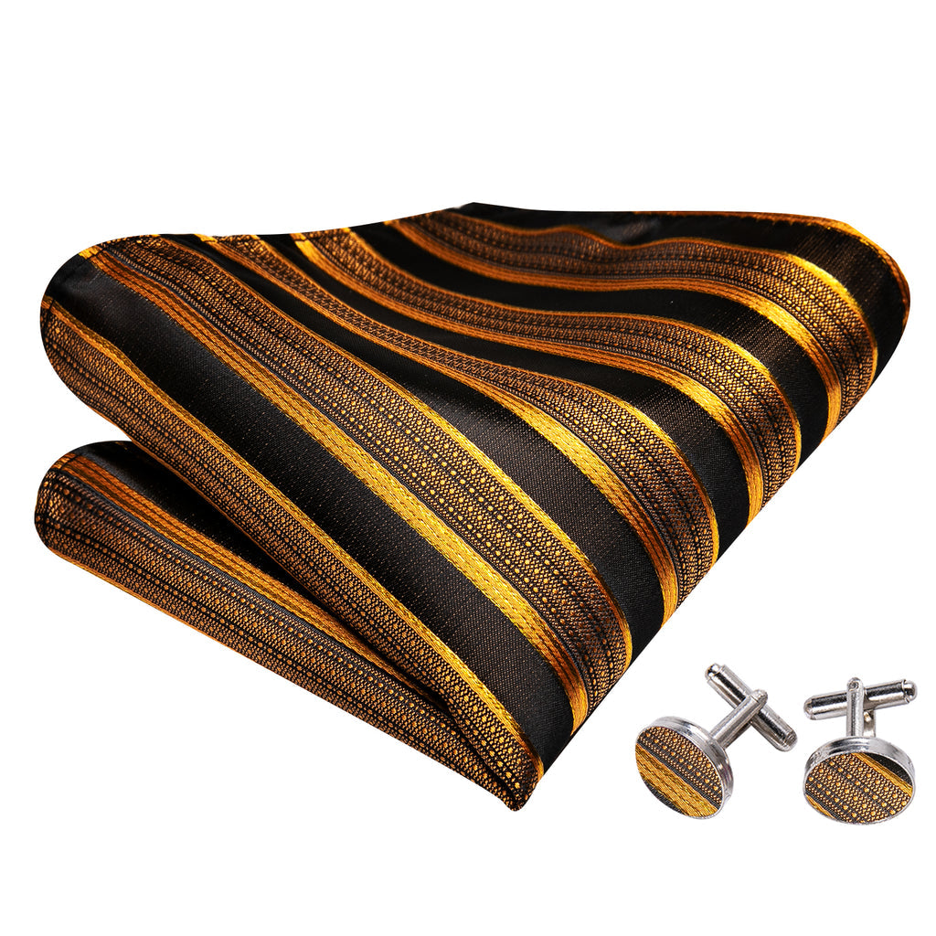 Black Gold Striped Bow Tie Set bow ties    - Sophisticated Gentlemen