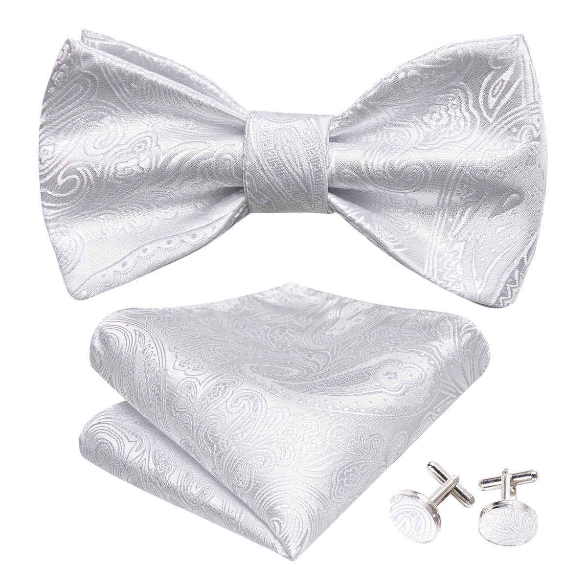 White Paisley Bow Tie Set bow ties    - Sophisticated Gentlemen