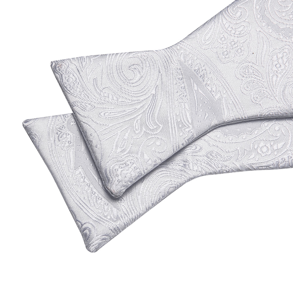 White Paisley Bow Tie Set bow ties    - Sophisticated Gentlemen