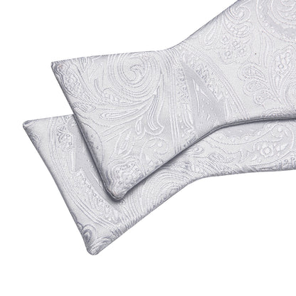 White Paisley Bow Tie Set bow ties    - Sophisticated Gentlemen