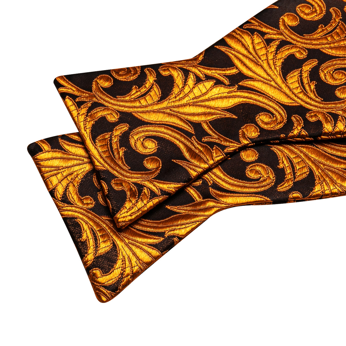 Gold Black Paisley Classy Bow Tie Set bow ties    - Sophisticated Gentlemen
