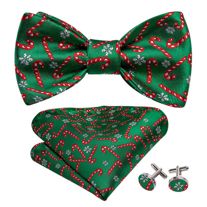 Green Candy Cane Christmas Pattern Bow Tie Set bow ties    - Sophisticated Gentlemen