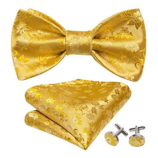 Gold Floral Bow Tie Set bow ties    - Sophisticated Gentlemen