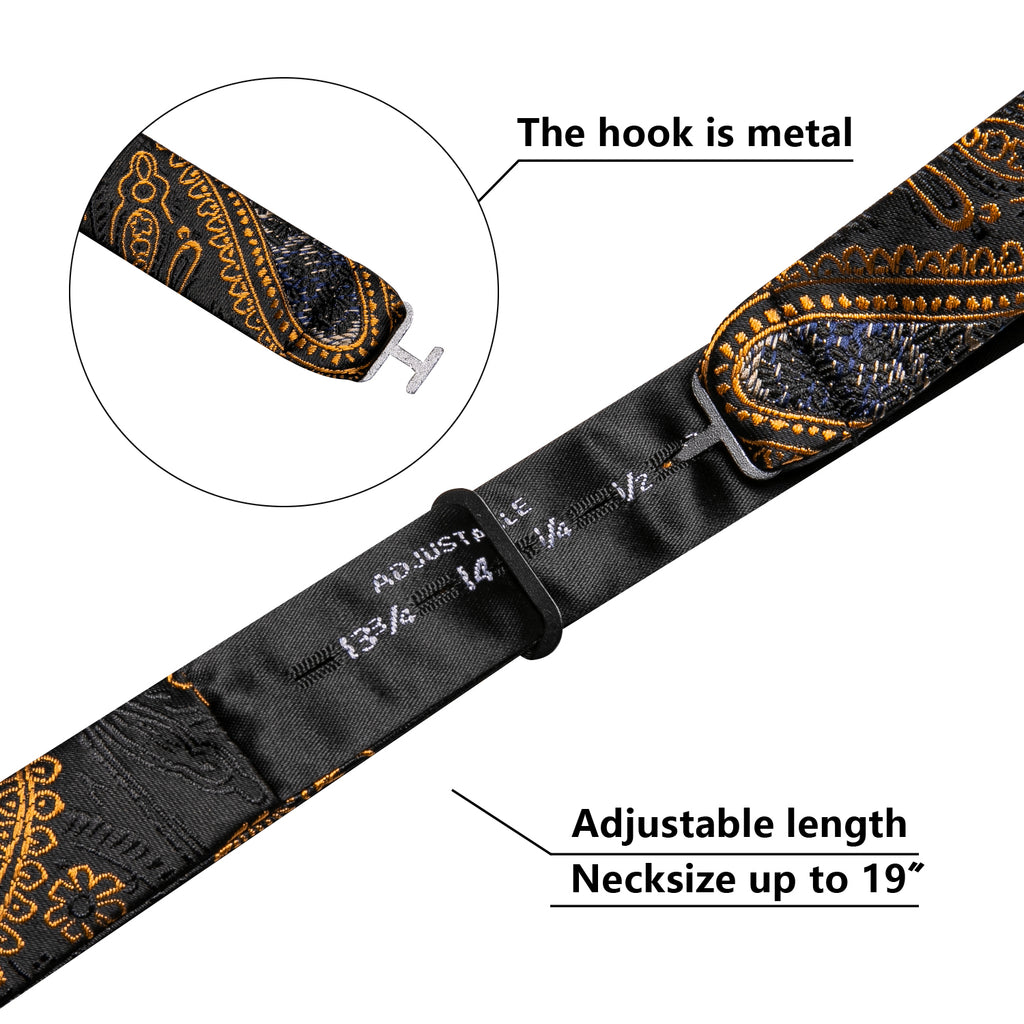 Black Gold Paisley Bow Tie Set bow ties    - Sophisticated Gentlemen