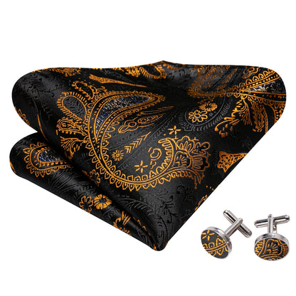 Black Gold Paisley Bow Tie Set bow ties    - Sophisticated Gentlemen