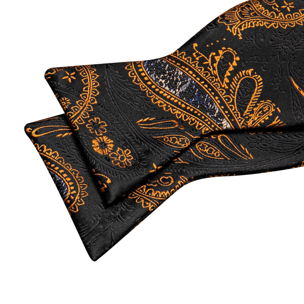 Black Gold Paisley Bow Tie Set bow ties    - Sophisticated Gentlemen