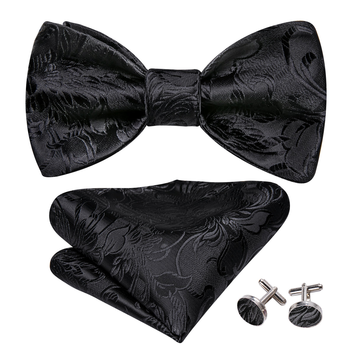 Black Paisley Formal Bow Tie Set bow ties    - Sophisticated Gentlemen