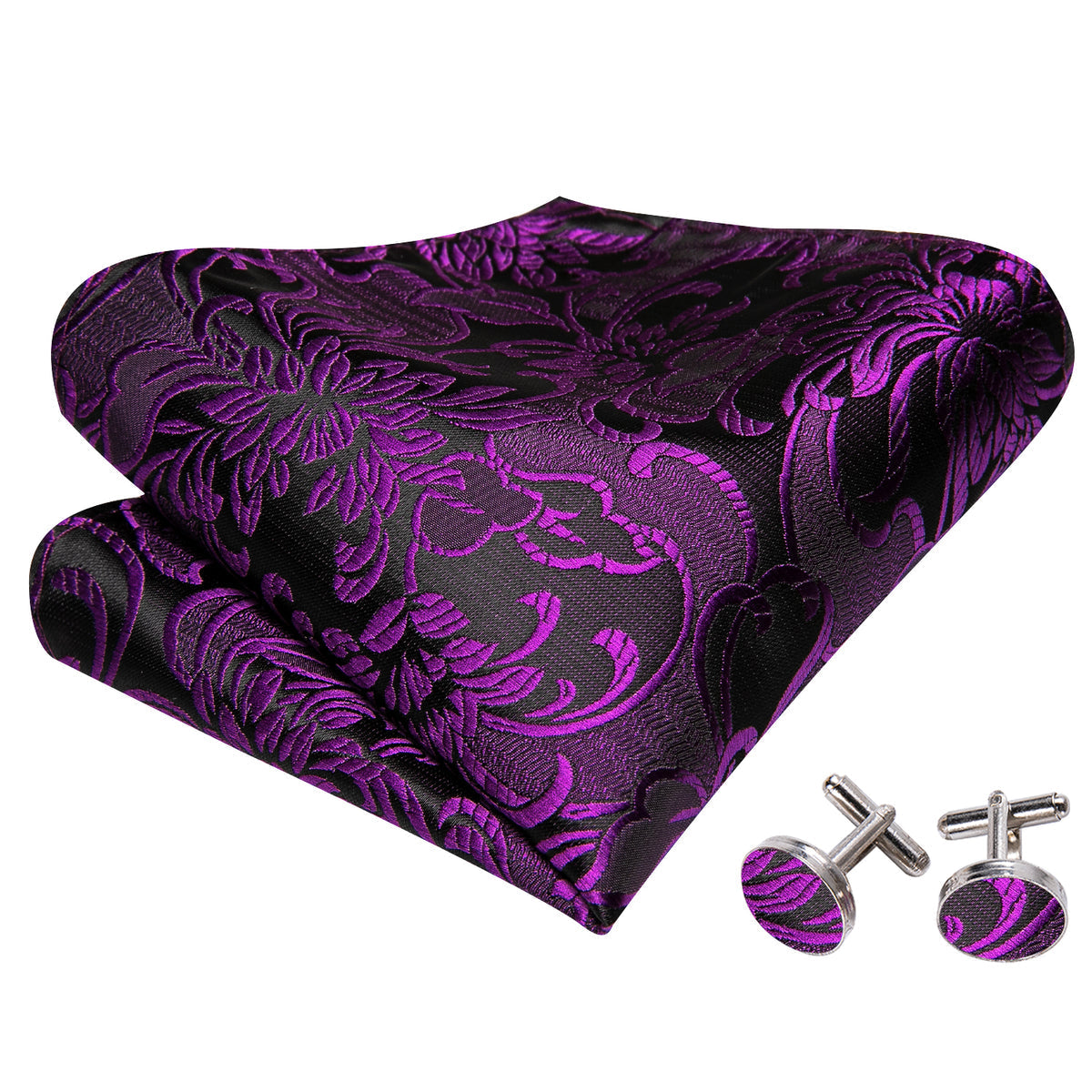Black Purple Floral Bow Tie Set bow ties    - Sophisticated Gentlemen