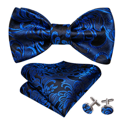 Peacock Blue Paisley Bow Tie Set bow ties    - Sophisticated Gentlemen