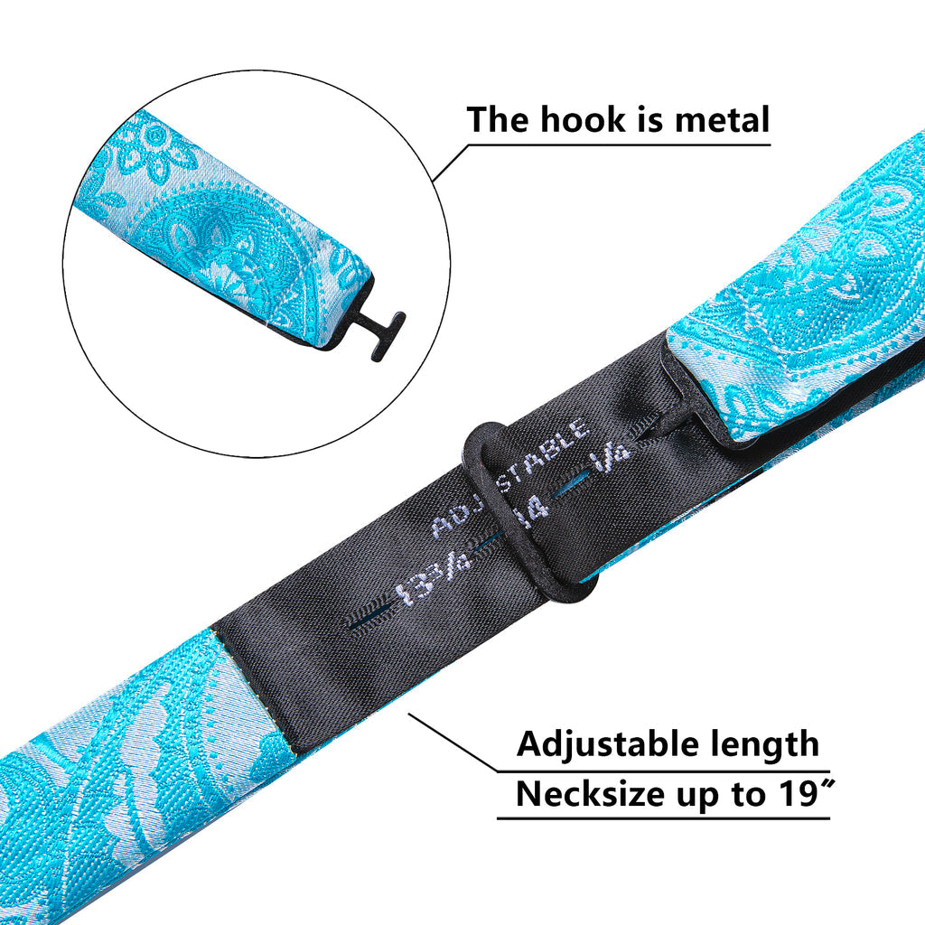 Blue Silver Paisley Bow Tie Set bow ties    - Sophisticated Gentlemen