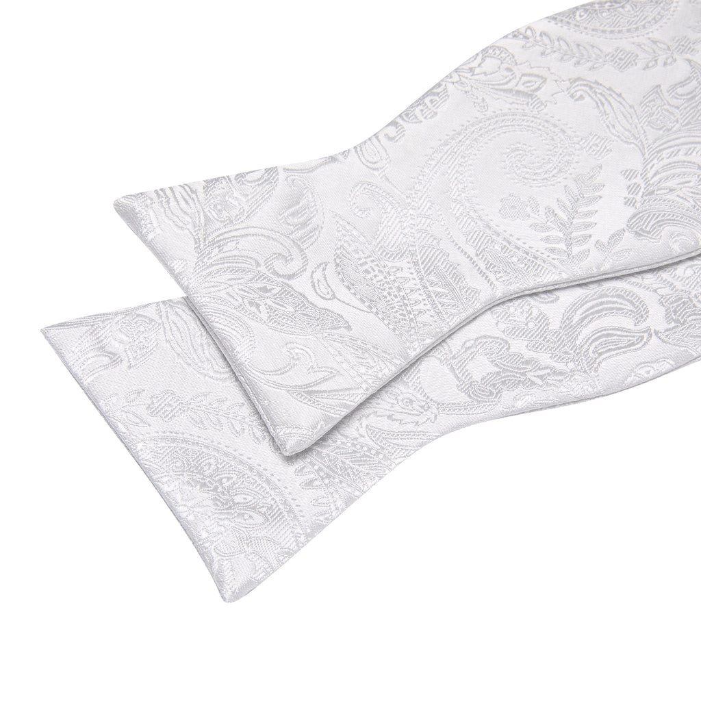 White Paisley Bow Tie Set bow ties    - Sophisticated Gentlemen