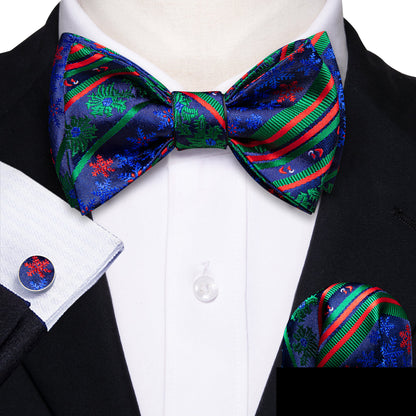 Blue Green Snowflake Christmas Bow Tie Set bow ties    - Sophisticated Gentlemen