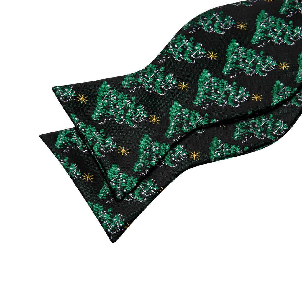 Green Christmas Tree Silk Bow Tie Set bow ties    - Sophisticated Gentlemen