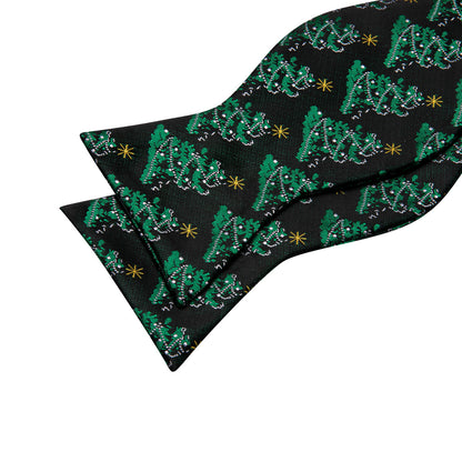 Green Christmas Tree Silk Bow Tie Set bow ties    - Sophisticated Gentlemen