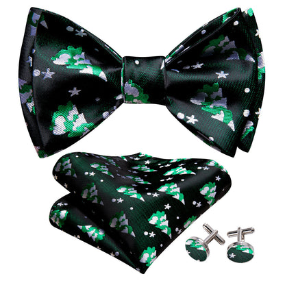 Black Green Xmas Tree Bow Tie Set bow ties    - Sophisticated Gentlemen