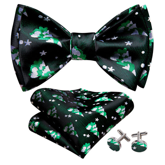 Black Green Xmas Tree Bow Tie Set bow ties    - Sophisticated Gentlemen