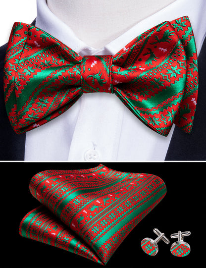 Green Red Xmas Elk Bow Tie Set bow ties    - Sophisticated Gentlemen